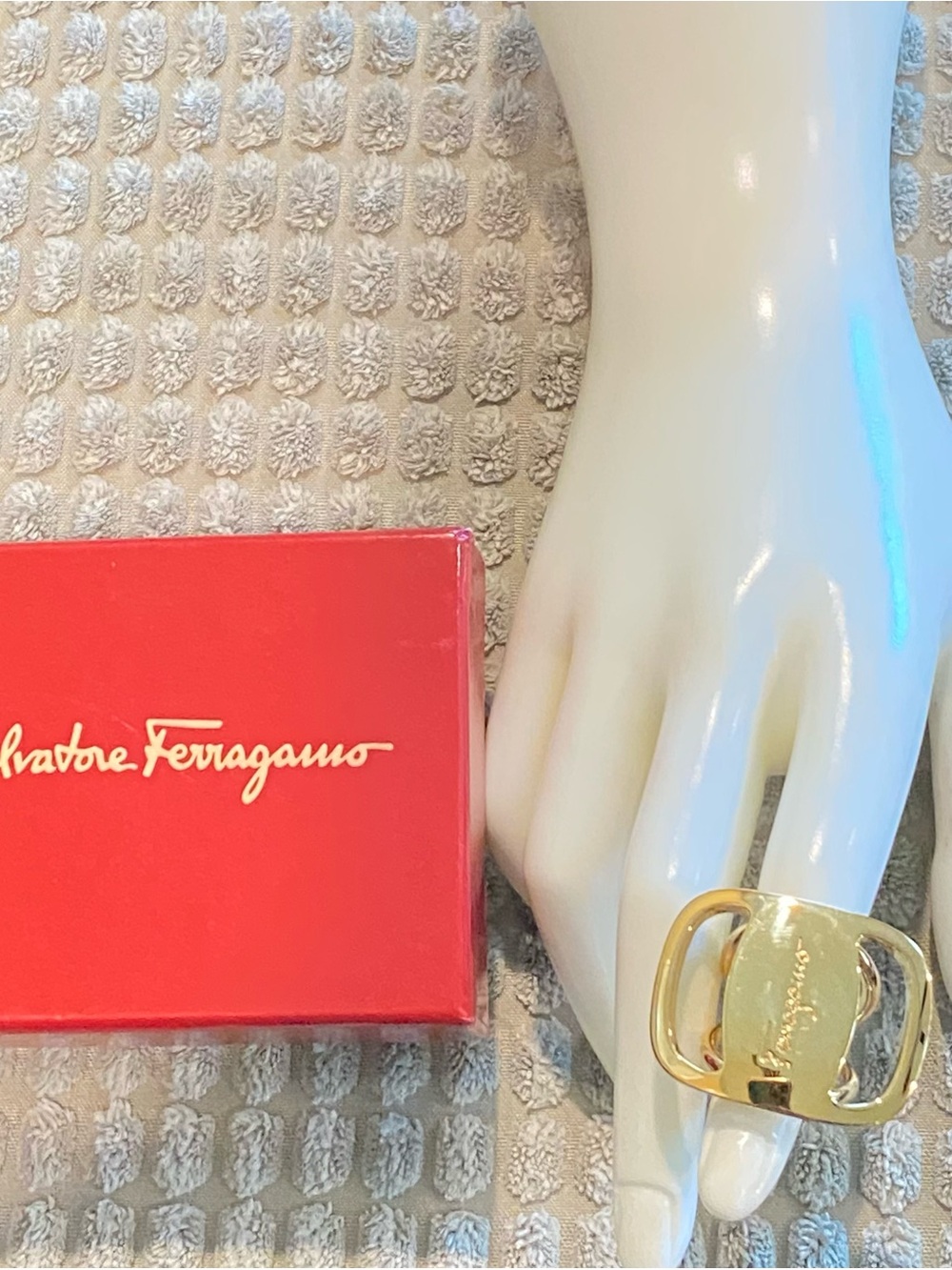 Salvatore Ferragamo Red Box with Gold Hardware Accent
